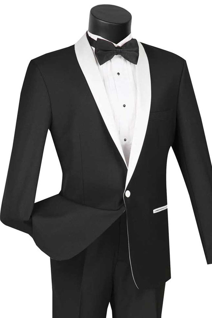 Mens Slim Fit Polka Dot Sharkskin Tuxedo in Fuschia by Vinci