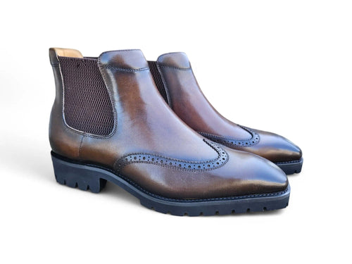 Lug Sole Chelsea Boot with Wingtip Toe