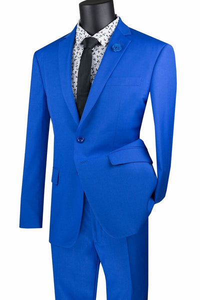 Mens Modern Fit Royal Blue Suit by Vinci Suits