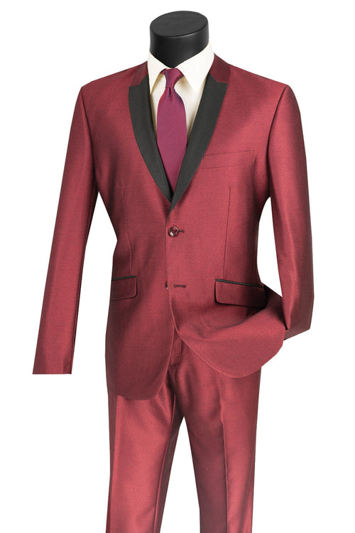 Mens Burgundy Slim Fit Tuxedo by Vinci Suits