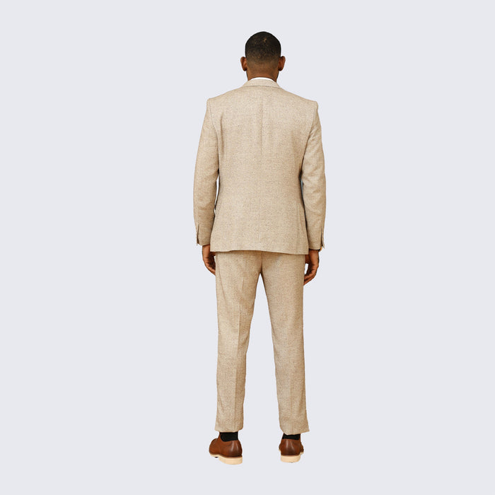 Beige Tweed Suit Three Piece Set - Wedding - Prom by Tazzio