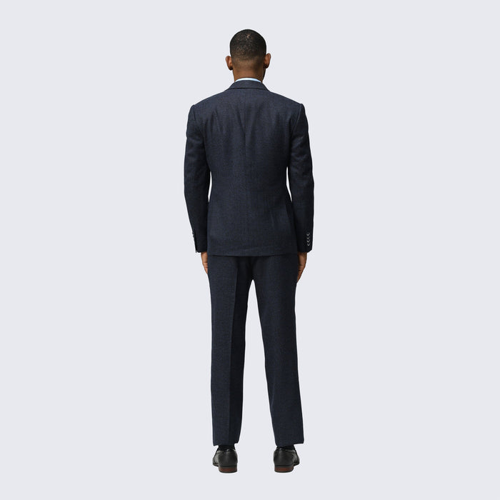 Navy Blue Tweed Suit Three Piece Set - Wedding - Prom by Tazzio