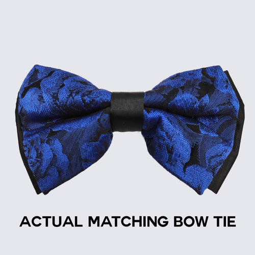 Royal Blue Floral Tuxedo with Shawl Lapel – 4 Piece Slim Fit Set