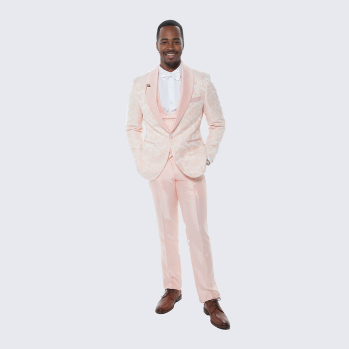 Pink Paisley Tuxedo with Shawl Lapel – 4 Piece Set