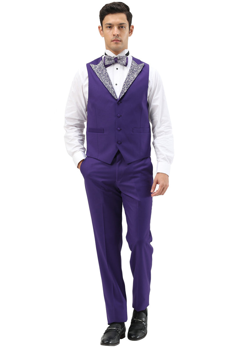 Men's Purple Rhinestone sequin Tuxedo for Prom