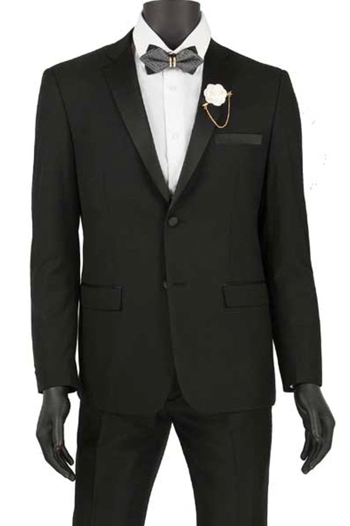 Mens Slim Fit Wool Feel Tuxedo in Ivory by Vinci