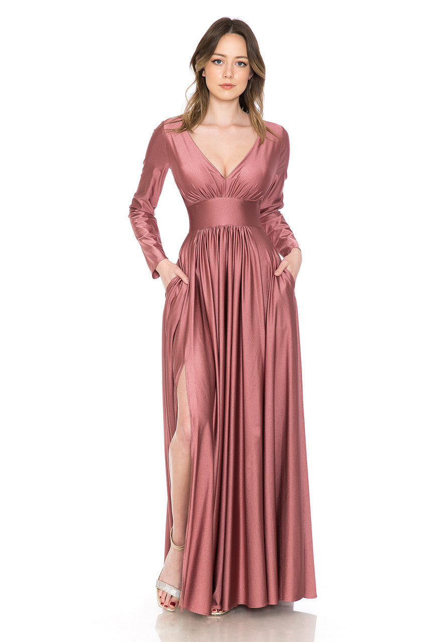 Mother Of The Bride Dress Stretchy Long Sleeve Formal Gown