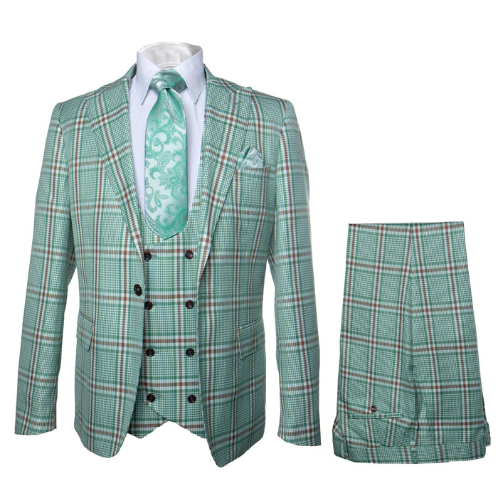 Rossi Man MAX RM1825 Slim Fit 3-Piece Mint Green Suit - Formalwear at USA Men's Outlet