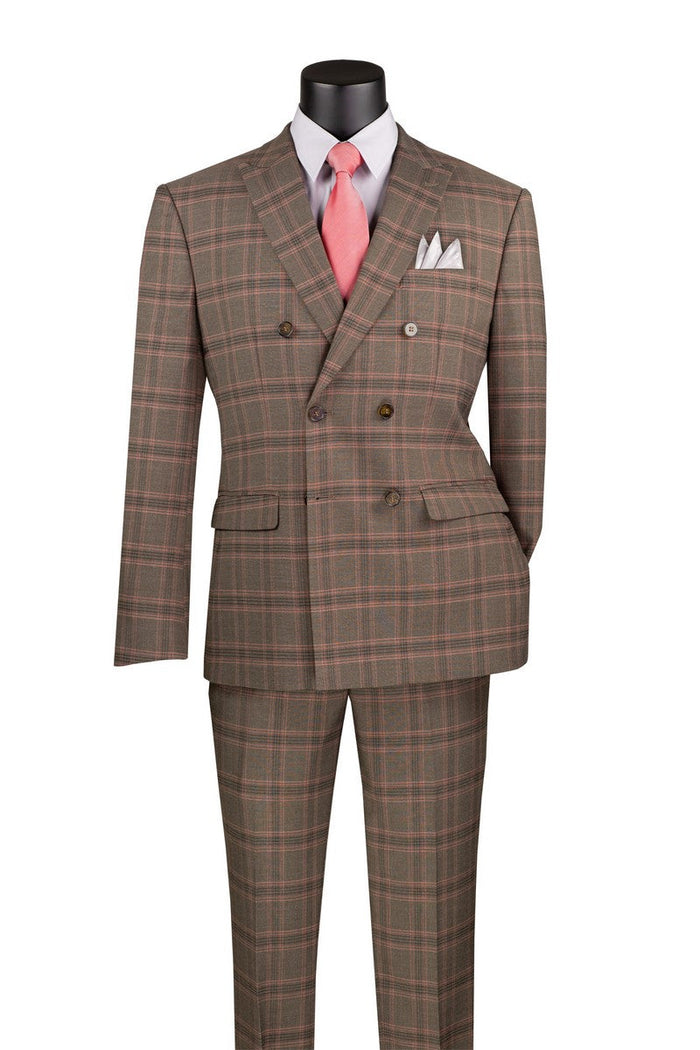 Brown Slim Fit Men's 2 Piece Business Suit 2 Button by Vinci