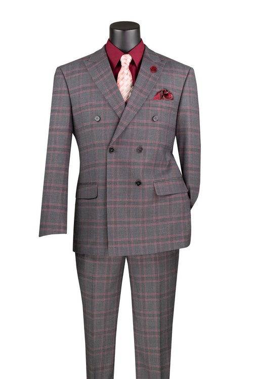Odyssey Collection - Hunter Green Regular Fit 3 Piece Suit 2 Button Gangster Stripe by Vinci