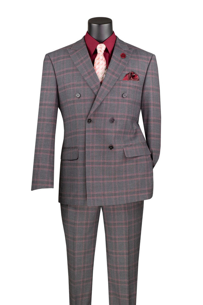 Odyssey Collection - Hunter Green Regular Fit 3 Piece Suit 2 Button Gangster Stripe by Vinci