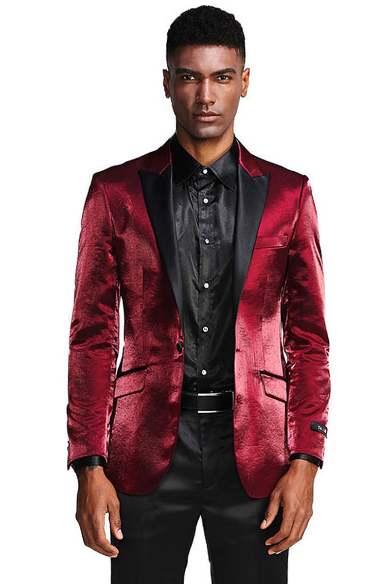 Men's Burgundy Satin Tuxedo Jacket