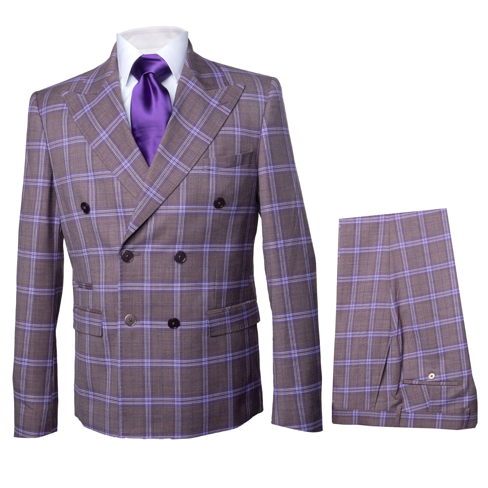 Men’s Purple Windowpane Suit – Premium Milano Fit Formal & Casual Wear By Rossi Man RM1846 – SuitUSA