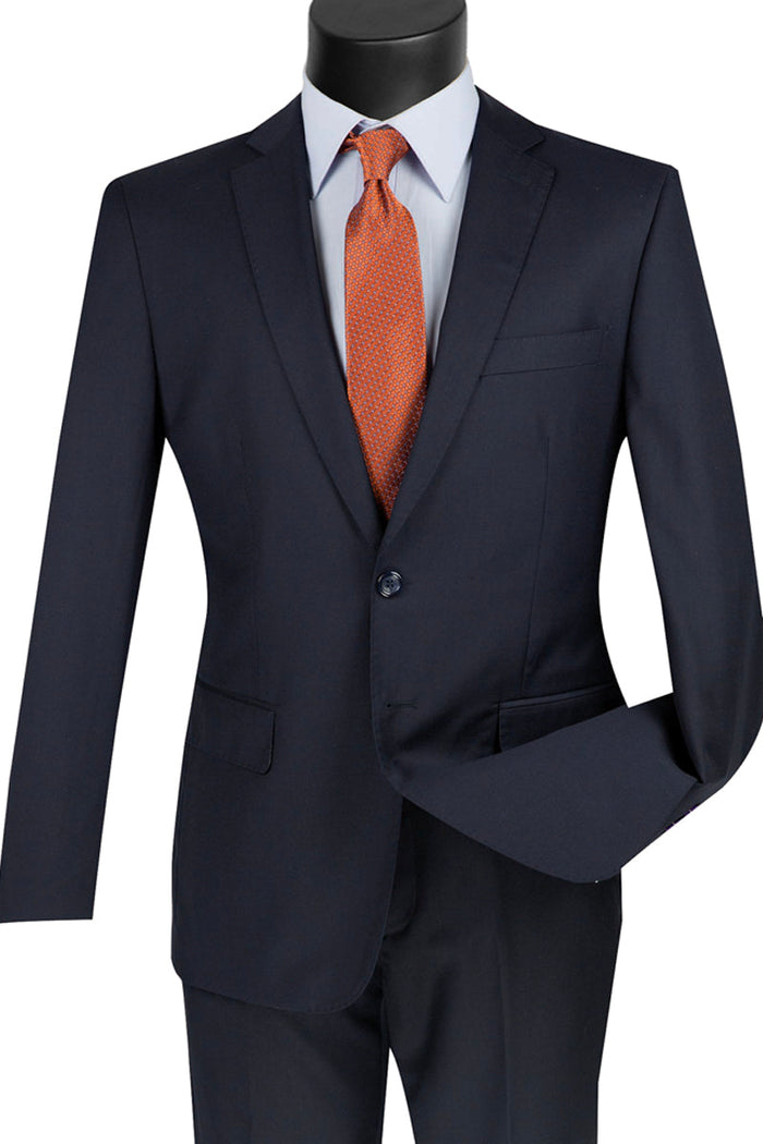 Mens 2 Button Wool Feel Slim Fit Suit in Light Beige by Vinci