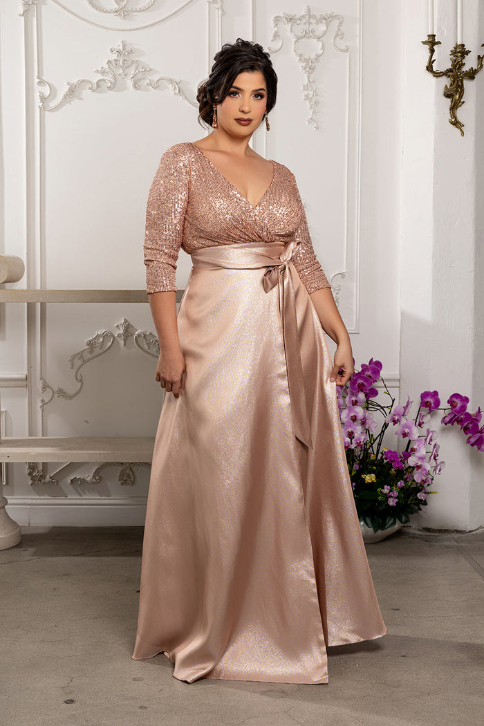 Short Sleeve Mother of the Groom Dress with Slit