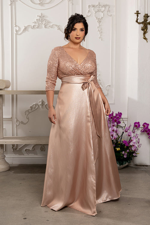 Short Sleeve Mother of the Groom Dress with Slit