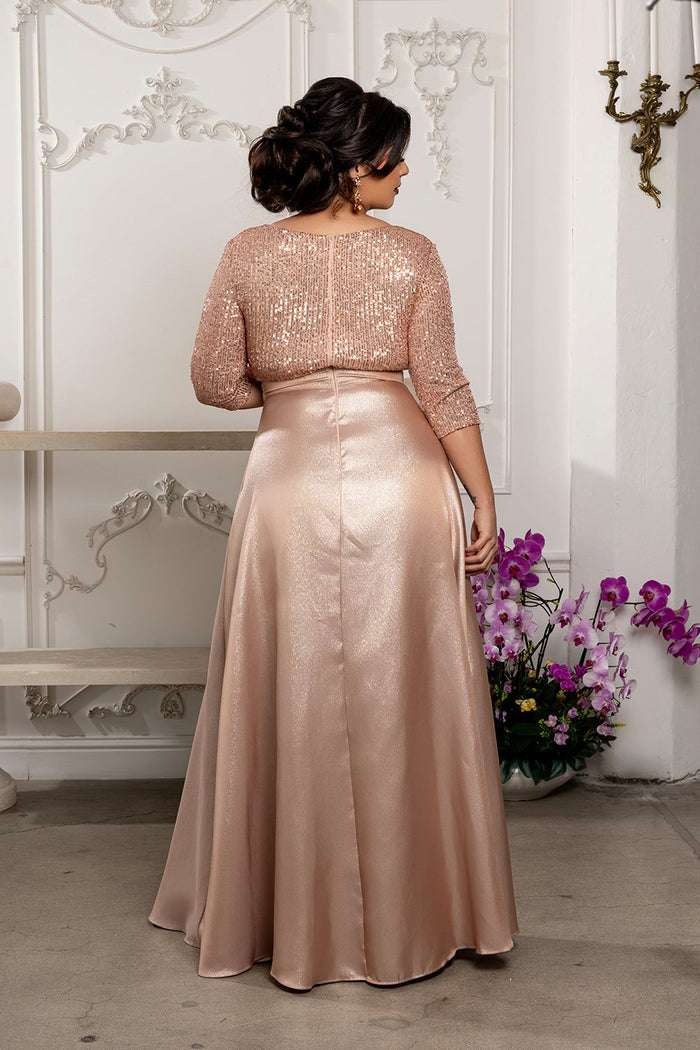 Short Sleeve Mother of the Groom Dress with Slit