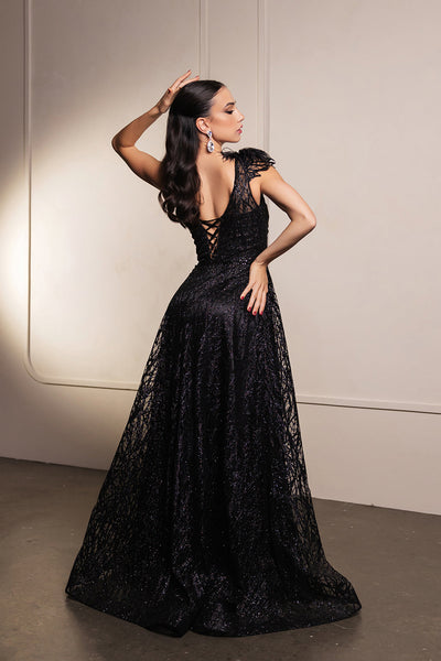 May Queen MQ2024 Asymmetrical Embellished Gala Gown with Slit