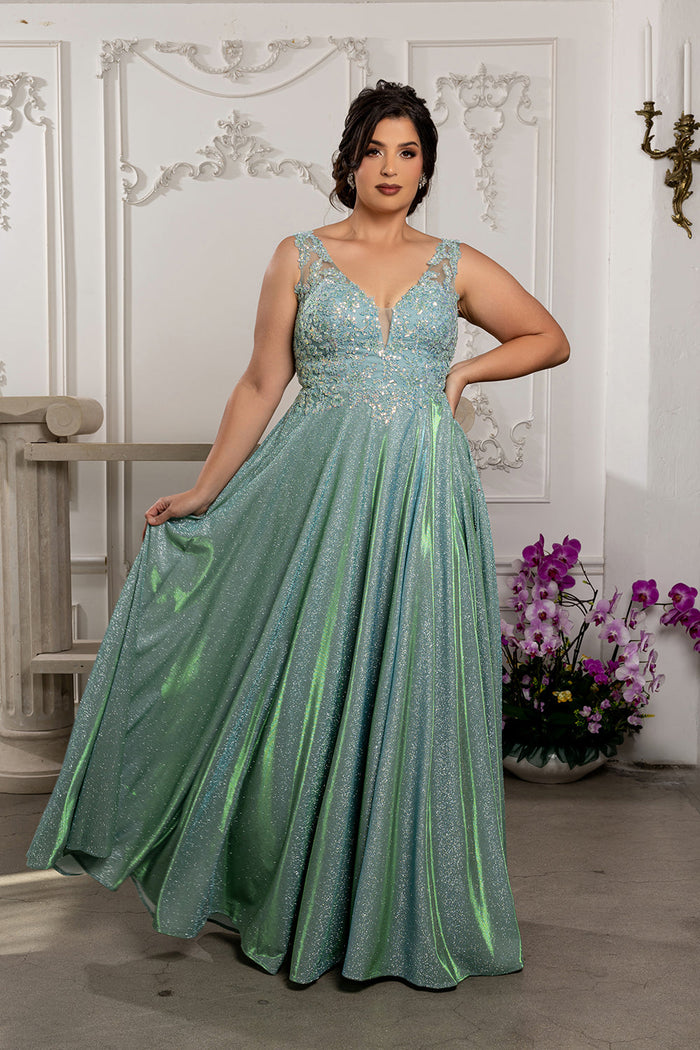 Special Occasion Dress High Slit Plunging V-Neck By May Queen MQ2137