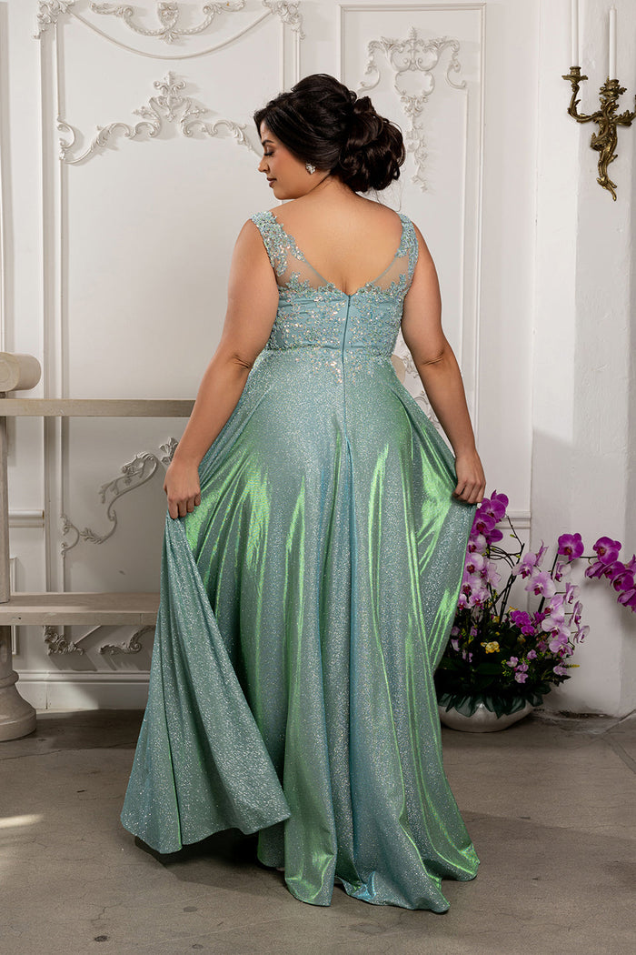 Special Occasion Dress High Slit Plunging V-Neck By May Queen MQ2137