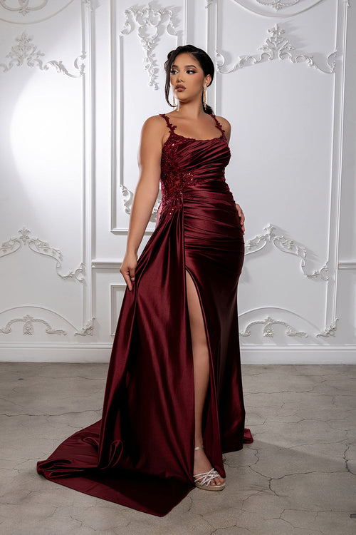 Prom Dress Square Neck Sleeveless Gala Gown By May Queen MQ2145