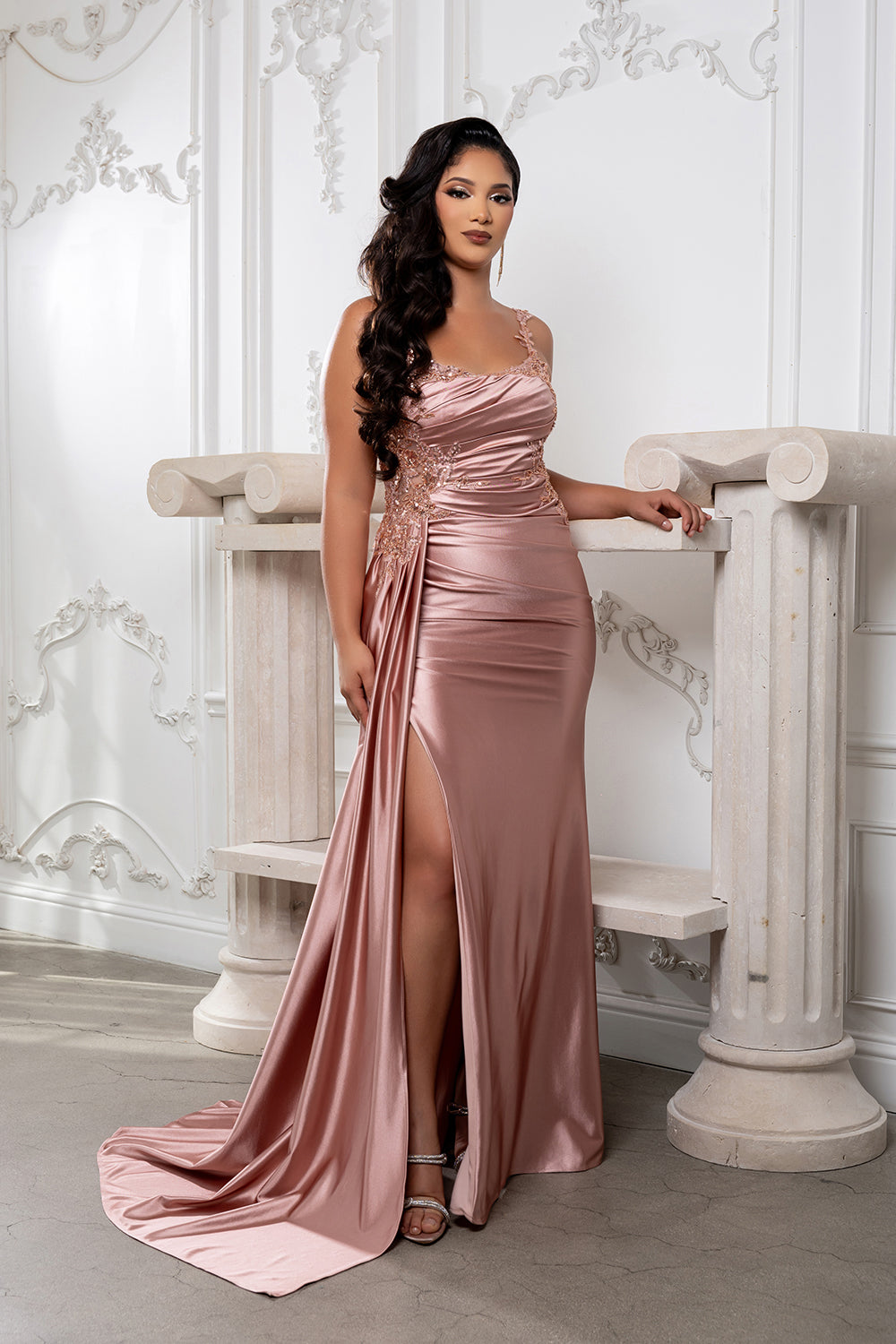 Prom Dress Square Neck Sleeveless Gala Gown By May Queen MQ2145