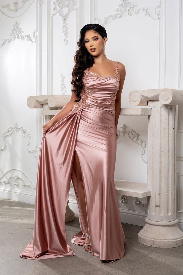 Prom Dress Square Neck Sleeveless Gala Gown By May Queen MQ2145