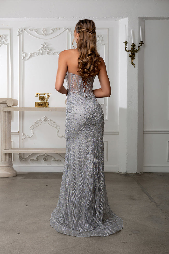 Strapless Corset Sequin Evening Gown | Sparkling Mermaid Prom Dress By May Queen MQ2195