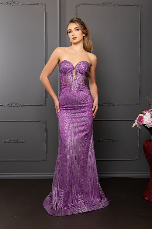 Strapless Corset Sequin Evening Gown | Sparkling Mermaid Prom Dress By May Queen MQ2195