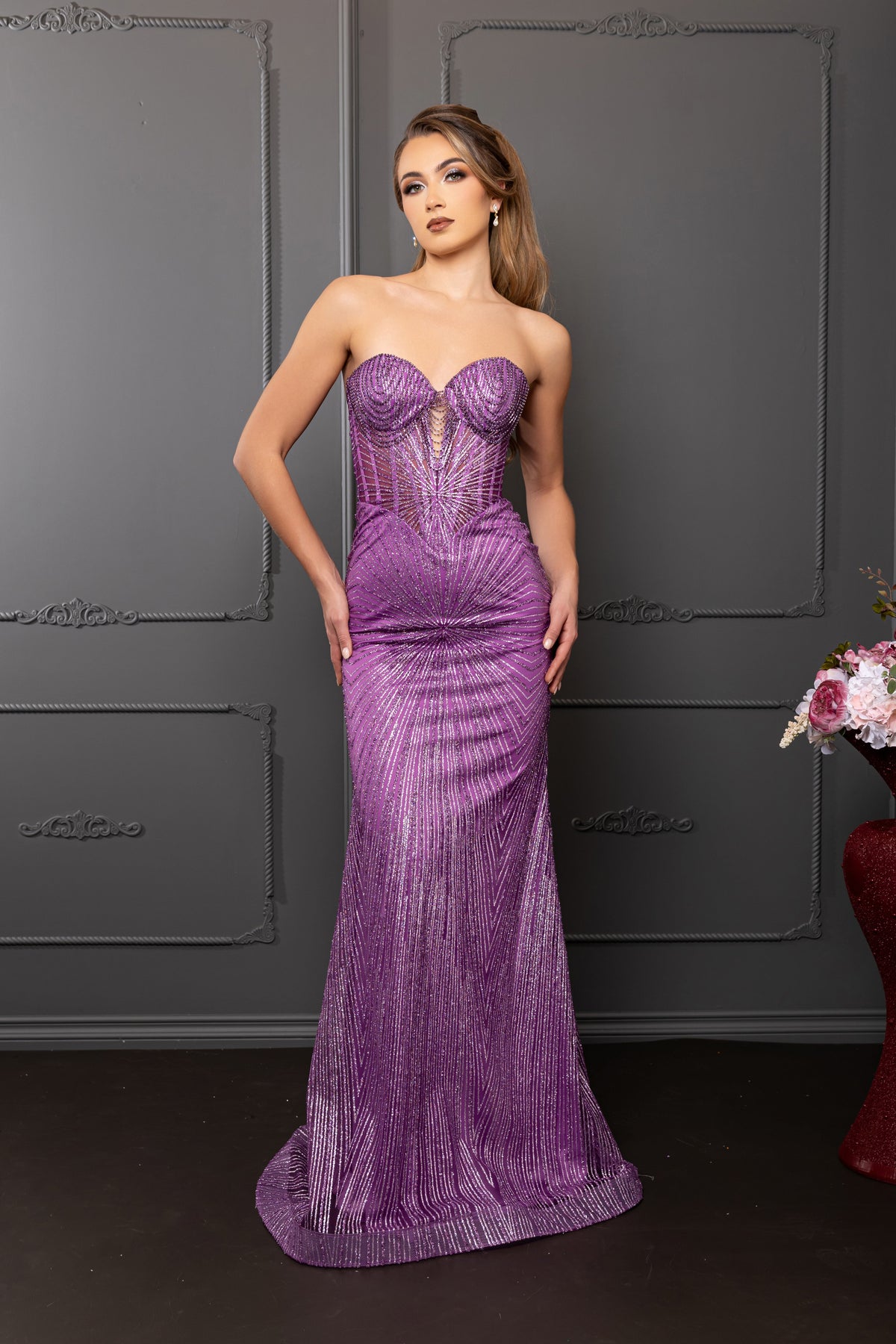 Strapless Corset Sequin Evening Gown | Sparkling Mermaid Prom Dress By May Queen MQ2195