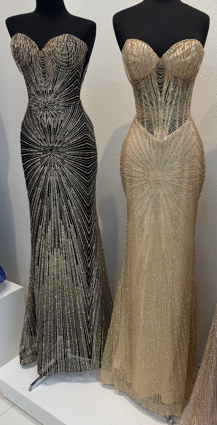 Strapless Corset Sequin Evening Gown | Sparkling Mermaid Prom Dress By May Queen MQ2195