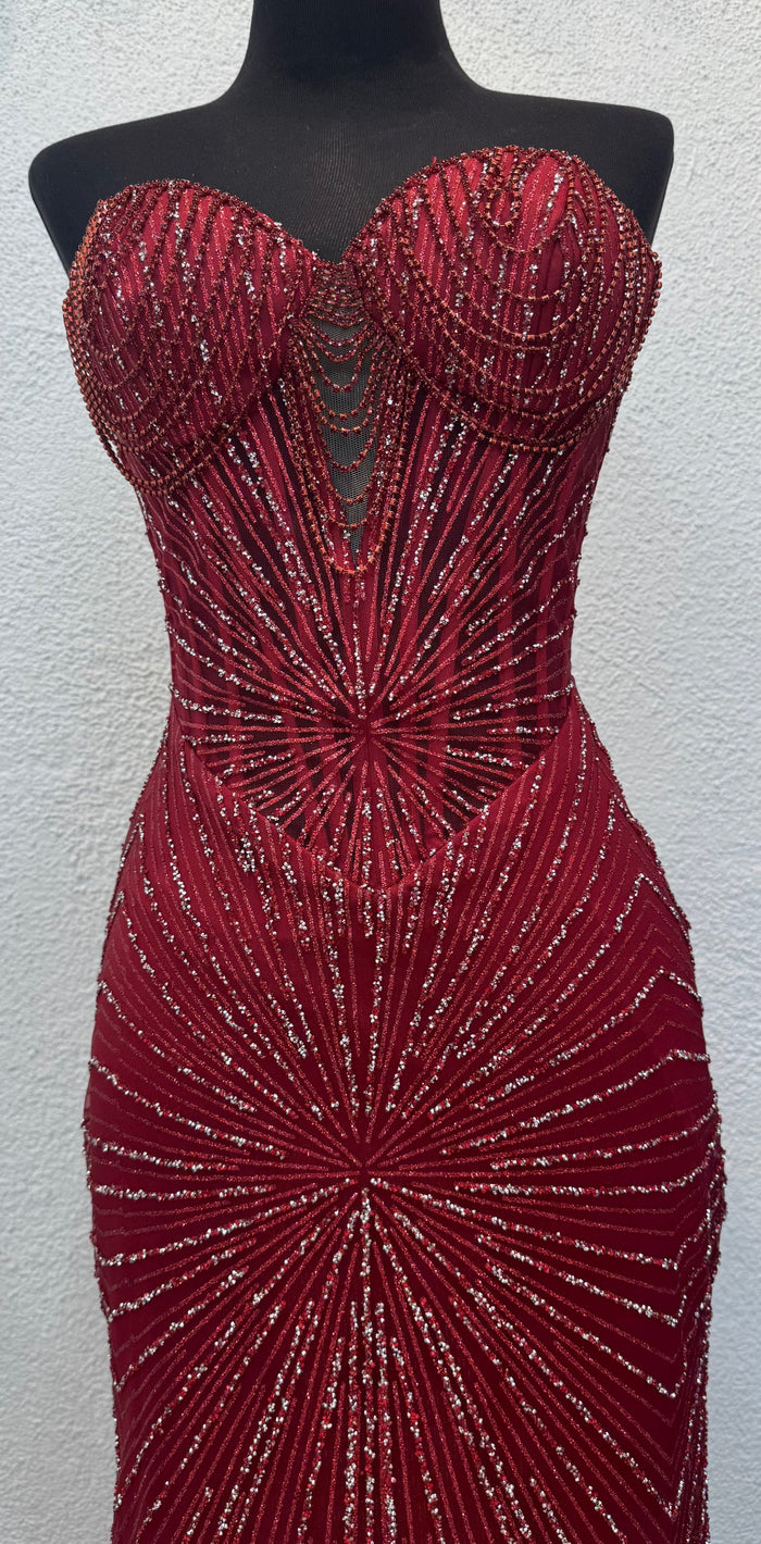 Strapless Corset Sequin Evening Gown | Sparkling Mermaid Prom Dress By May Queen MQ2195