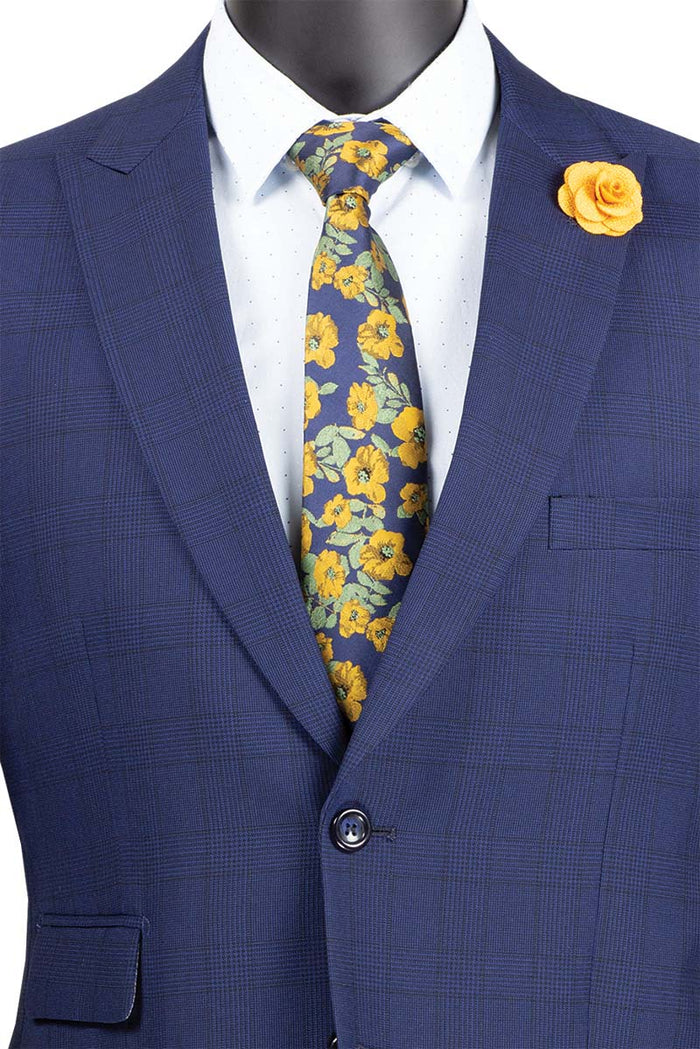 Slim Fit Men's Suit 2 Piece 2 Button in Royal Blue by Vinci