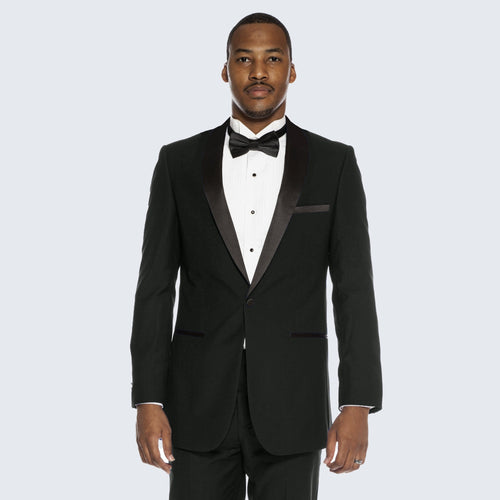 Black Slim Fit Tuxedo with Shawl Lapel – Wedding & Prom