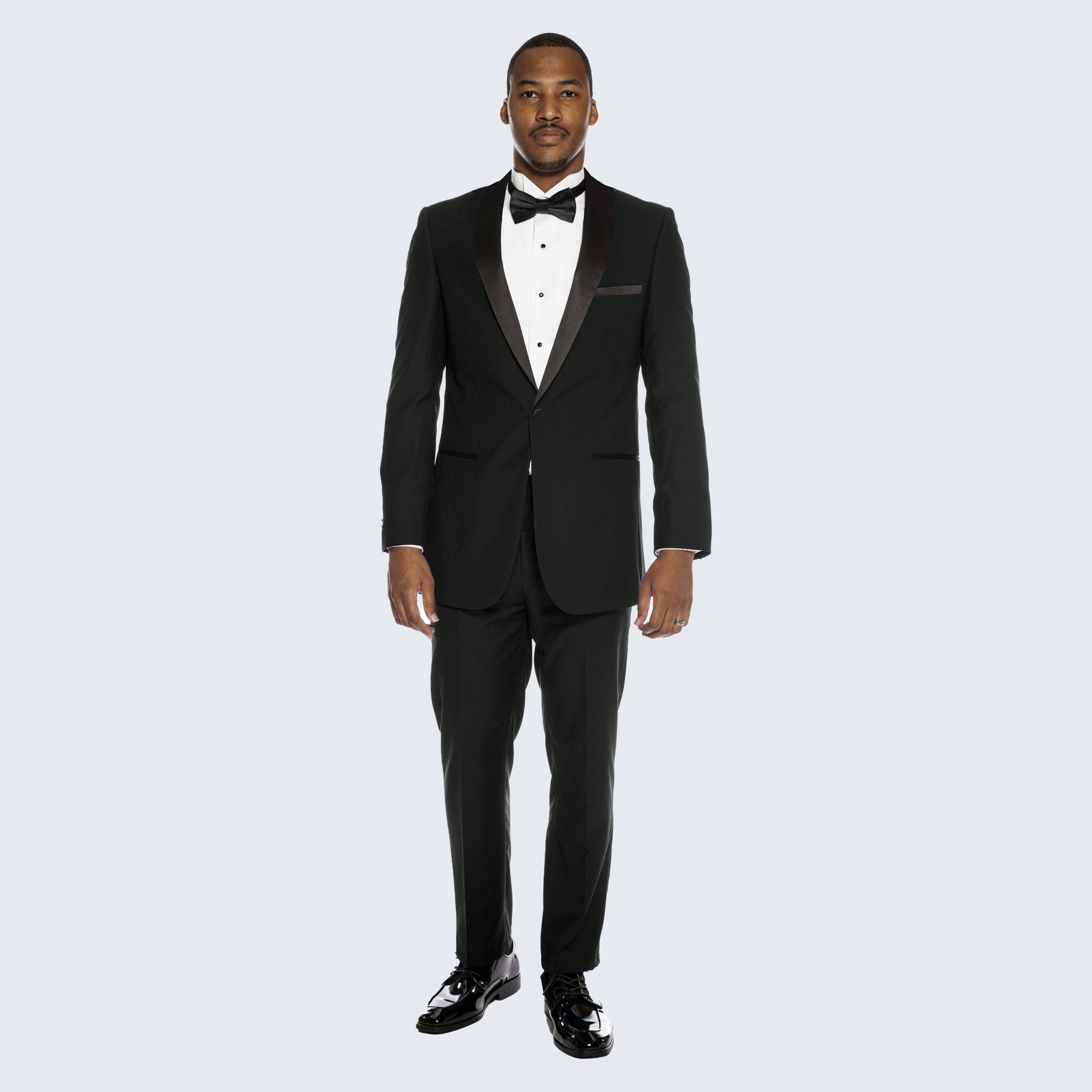 Black Slim Fit Tuxedo with Shawl Lapel – Wedding & Prom