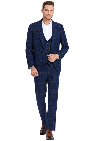 Men's Mode: Navy Blue Windowpane Suit