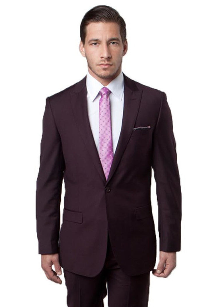 Men's Slim Fit Eggplant Suit from Tazio Suits