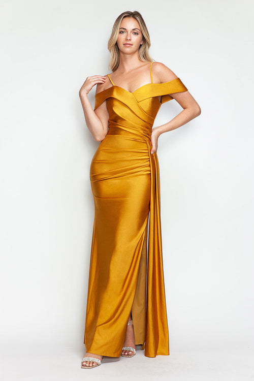 Formal Dress Off The Shoulder Pleated Ruched Prom Gown By Lenovia 5320-New Collection