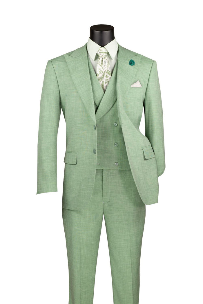 Slim Fit 3 Piece Stretch Fabric Suit in Navy by Vinci