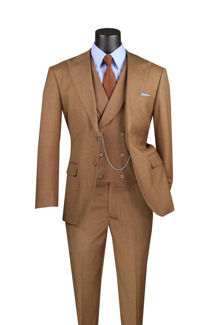 Slim Fit Men's Suit 3 Piece 2 Button in Black by Vinci