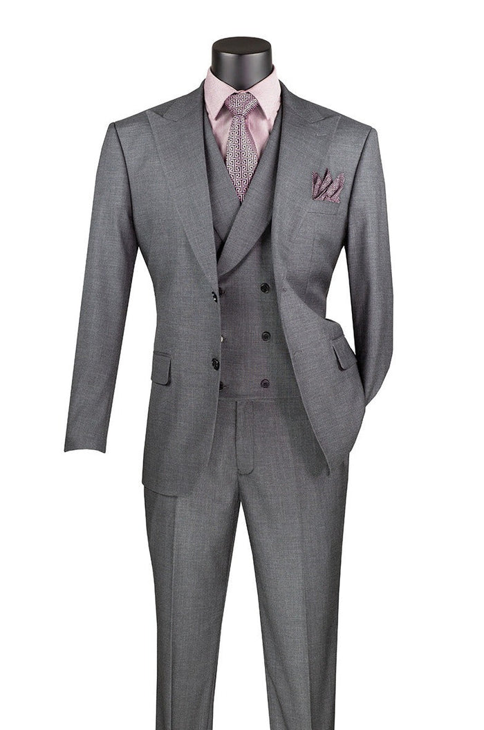Master Collection - Regular Fit Men's 2 Piece Banded Collar Tuxedo Burgundy by Vinci