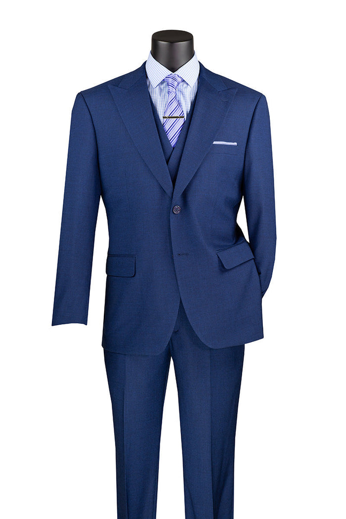 Naples Collection - Baked Apple Modern Fit Double Breasted Windowpane Peak Lapel 2 Piece Suit by Vinci