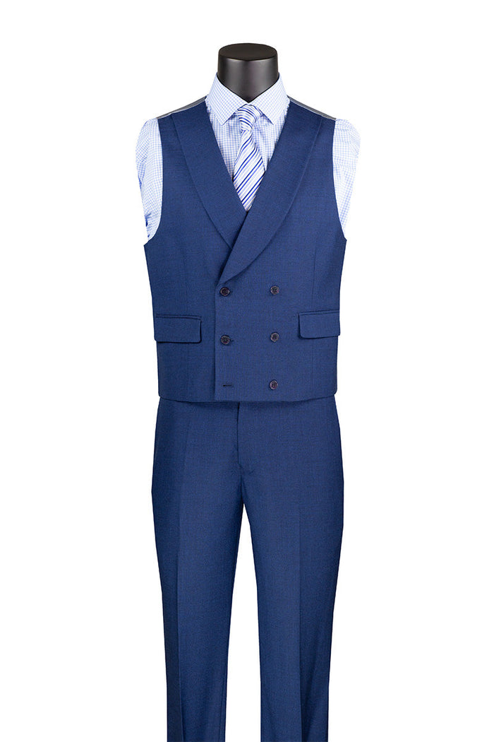 Naples Collection - Baked Apple Modern Fit Double Breasted Windowpane Peak Lapel 2 Piece Suit by Vinci