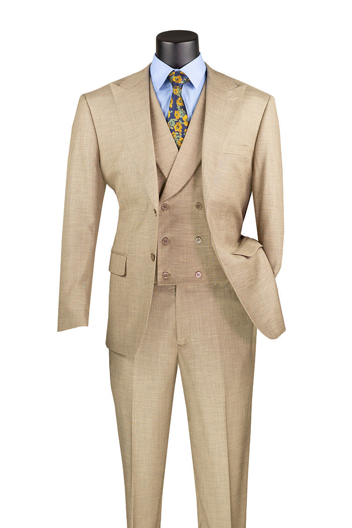 Rockefeller Collection - Double Breasted Stripe Suit Navy Regular Fit 2 Piece by Vinci