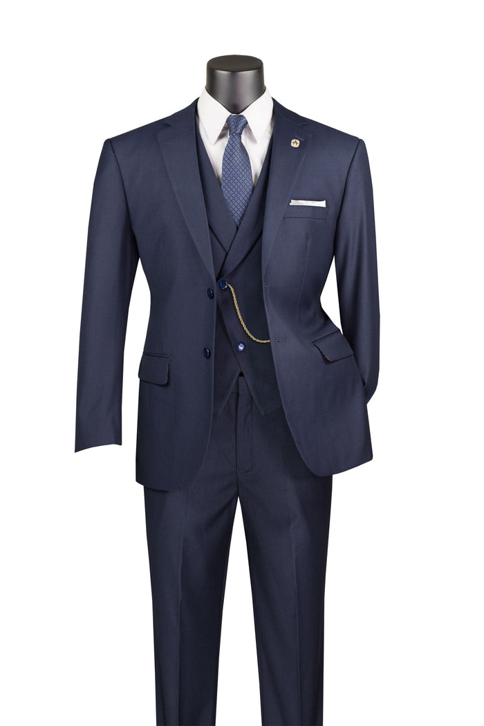 Light Green Modern Fit 3 Piece Suit with Vest and Adjustable Waist Band Pants by Vinci