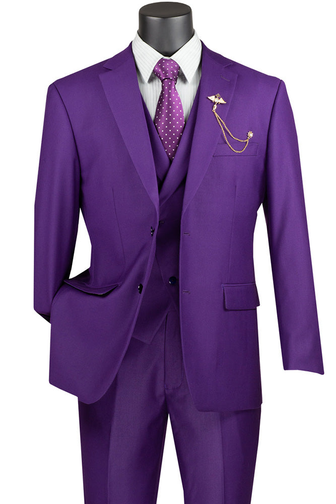 Renaissance Collection - Regular Fit 3 Piece Suit Black Vinci
