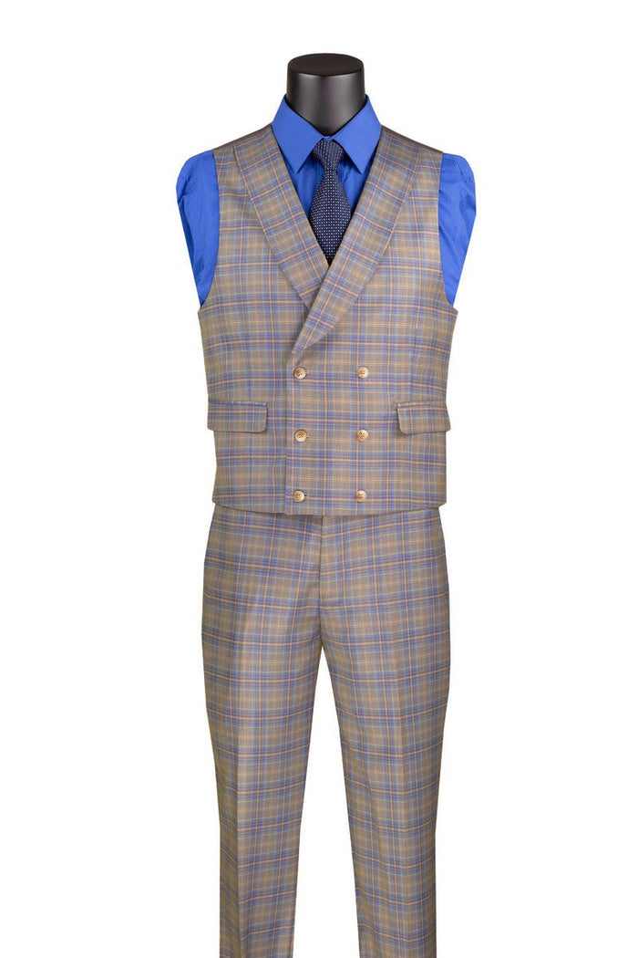 Ramses Collection - Burgundy Regular Fit Double Breasted 2 Piece Suit with Flexible Elastic Waistband Vinci