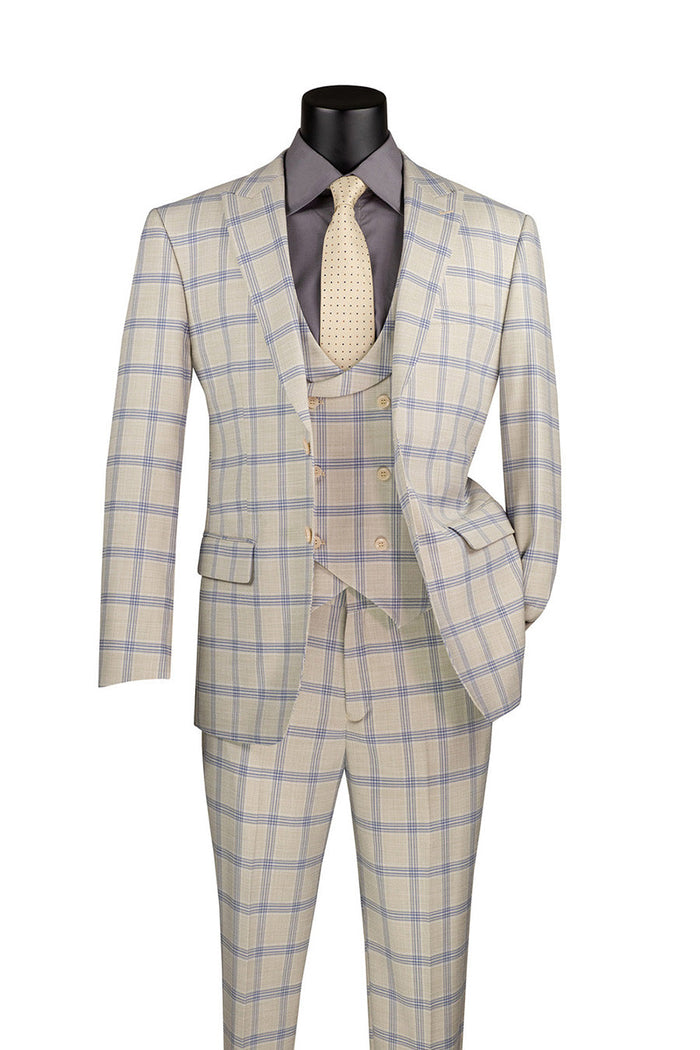 Men's Slim Fit 2 Piece Suit Single Breasted 2 Button Design Smoke by Vinci