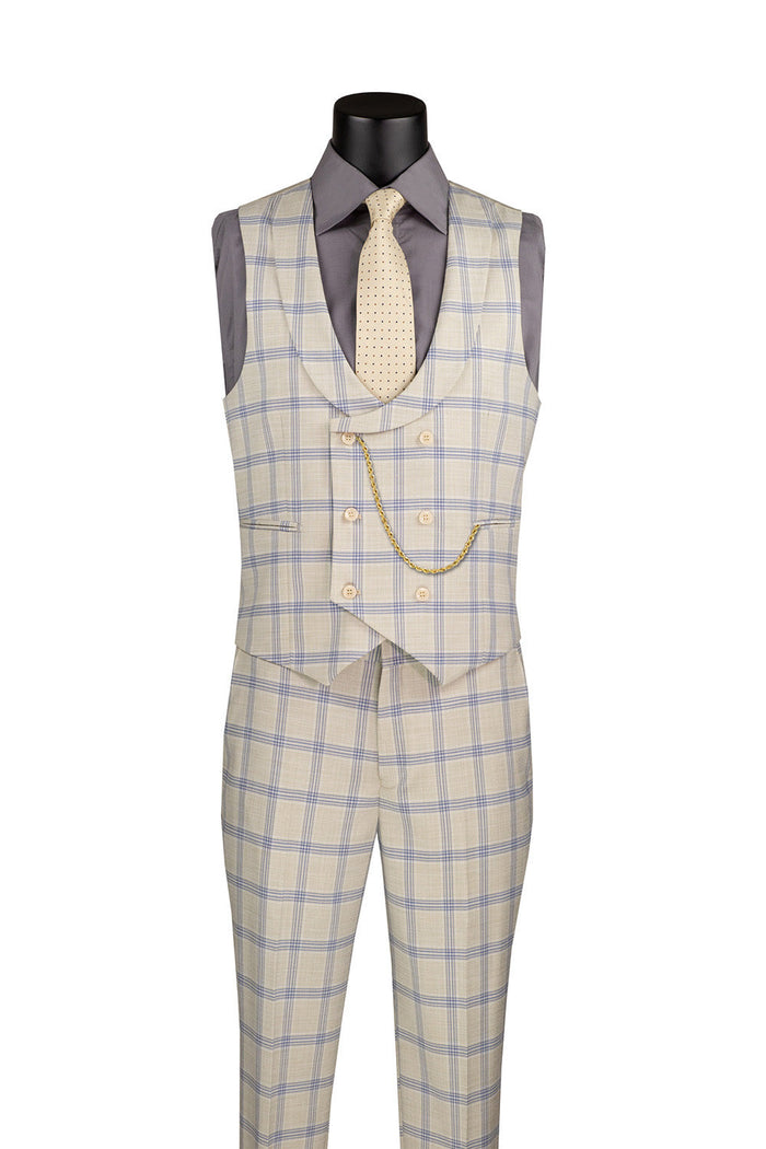 Men's Slim Fit 2 Piece Suit Single Breasted 2 Button Design Smoke by Vinci