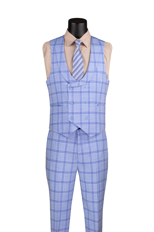Duke of Windsor Collection - Slim Fit 2 Piece Double Breasted Windowpane Suit in Adobe Rose